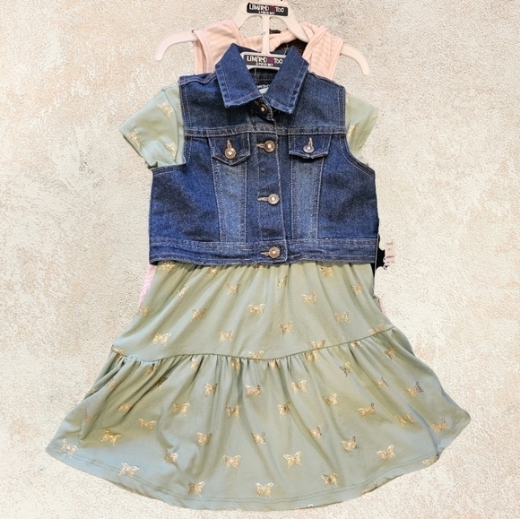 LIMITED Too 3 Piece Set 2 Dresses, 1 Jean Jacket Size 4T NWT - Picture 7 of 10